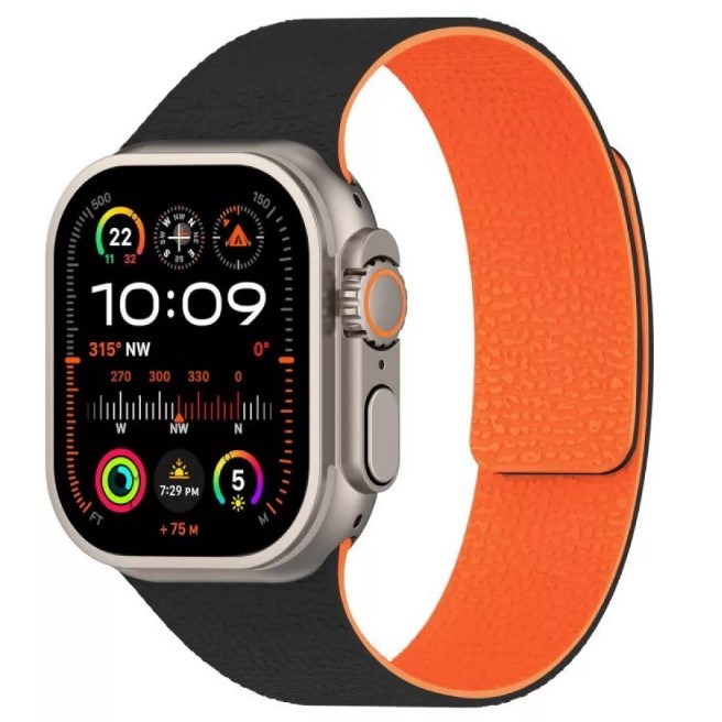 Ремінець Magic Silicone Watch 42 mm/44 mm/45 mm/49mm (Black/orange)-0