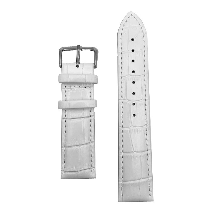 Ремінець для годинника Genuine Leather Croco 24 мм (Білий)-0