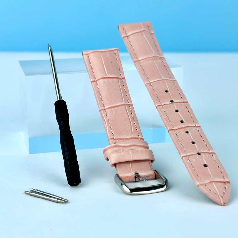 Ремінець для годинника Genuine Leather Croco 18 мм (Рожевий)-0