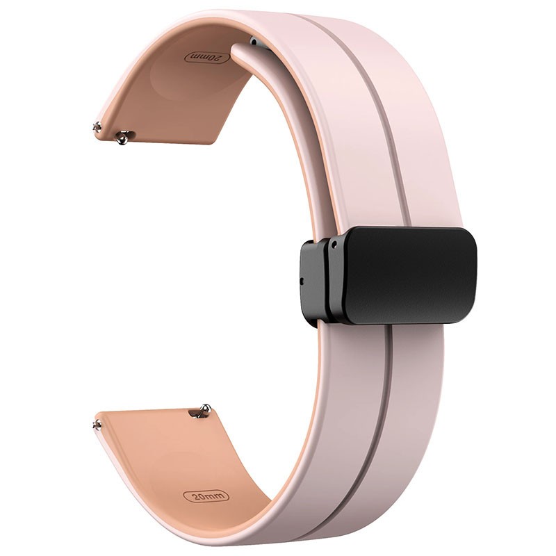 Силіконовий ремінець Classy для Smart Watch 20mm (Pink / Beige)-0