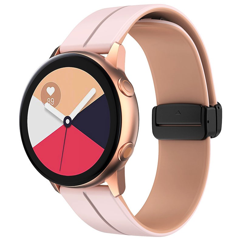 Силіконовий ремінець Classy для Smart Watch 20mm (Pink / Beige)-1