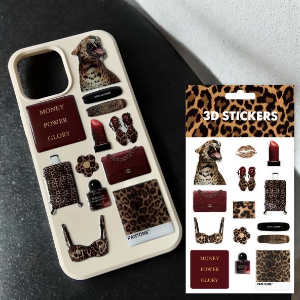 3D стікери "Leopard mood" Набір 8 стікерів-0