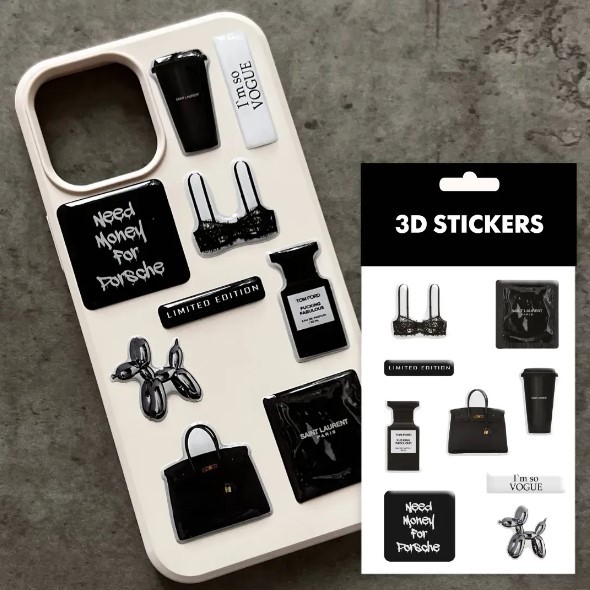 3D стікери "Black edition" Набір 8 стікерів-0