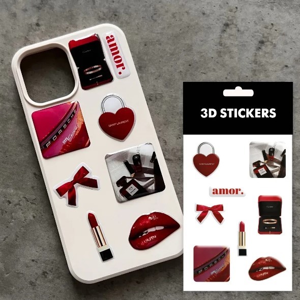 3D стікери "Classic red" Набір 8 стікерів-0