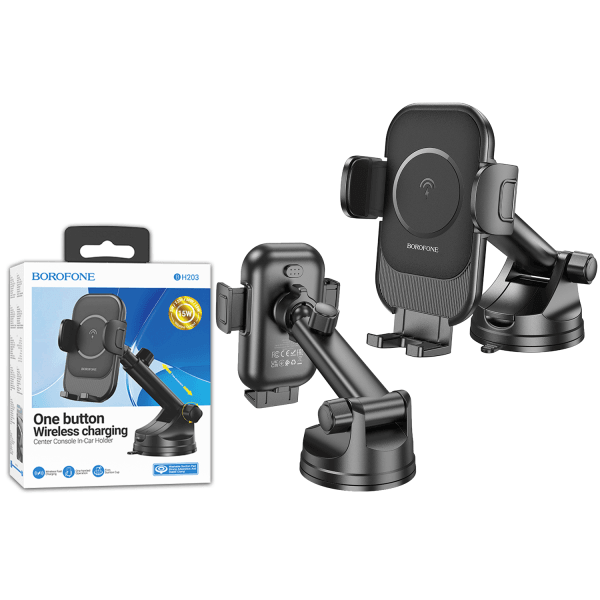 Холдер BOROFONE BH203 wireless fast charging чорний-0