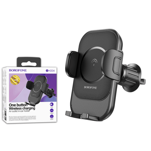 Холдер BOROFONE BH204 wireless fast charging чорний-0