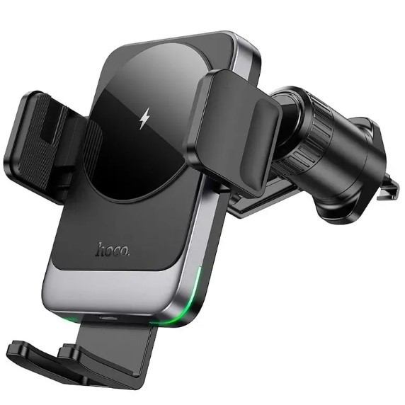 Холдер Hoco HW13 Speed wireless fast charging car holder (air outlet) Black-1