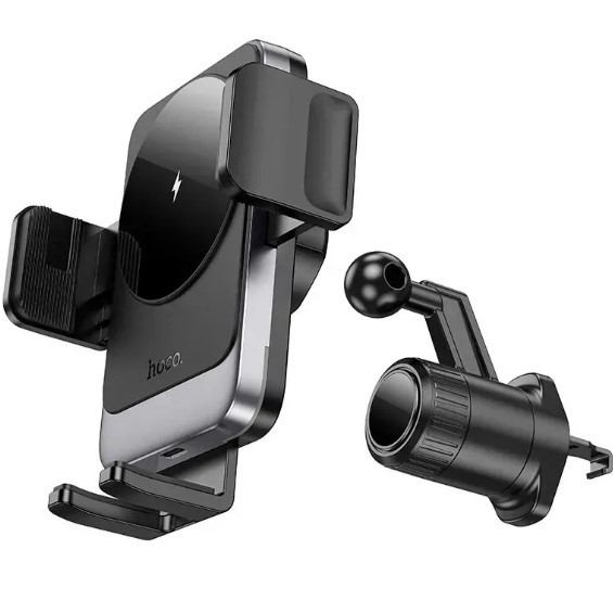 Холдер Hoco HW13 Speed wireless fast charging car holder (air outlet) Black-2