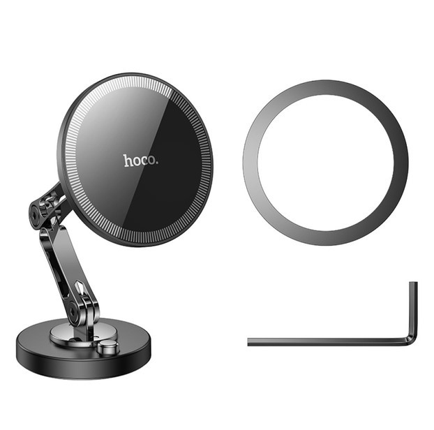 Холдер Hoco H50 Jacques metal ring magnetic car holder Black-1