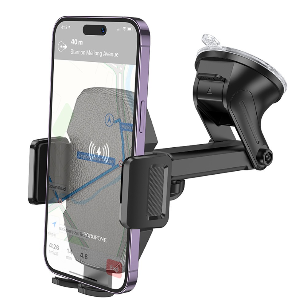 Holder Borofone BH214 Adelanteз бездротовою зарядкою 5W/7.5W/10W/15W (Чорний)-3