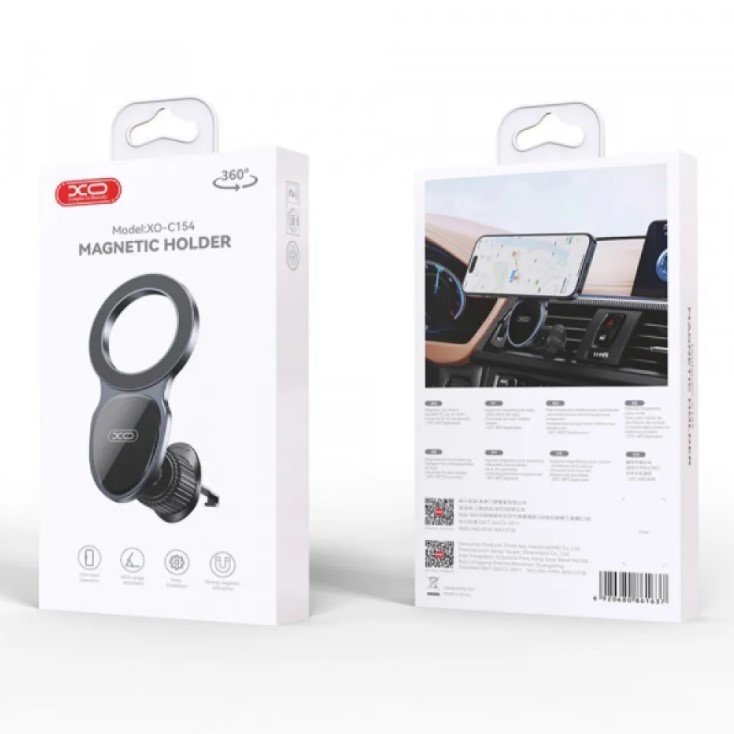 Автотримач XO C154 Round Drip Magnetic Air Vent Car Holder чорний-0