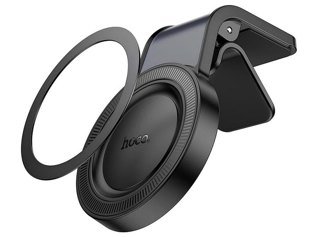 Автохолдер Hoco H59 Show ring magnetic (L air outlet) (Black Metal Gray)-2