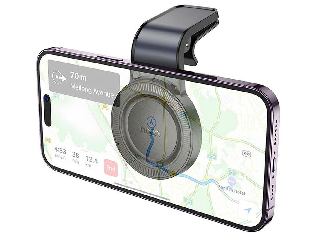 Автохолдер Hoco H59 Show ring magnetic (L air outlet) (Black Metal Gray)-3