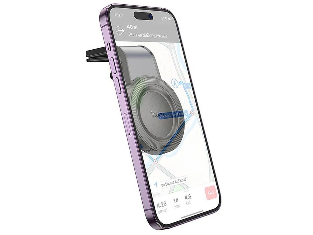 Автохолдер Hoco H59 Show ring magnetic (L air outlet) (Black Metal Gray)-4