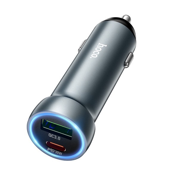Автомобільний Зарядний Пристрій Hoco Z54A 1USB/1USB-C PD48W/QC3.0 (Сiрий)-1