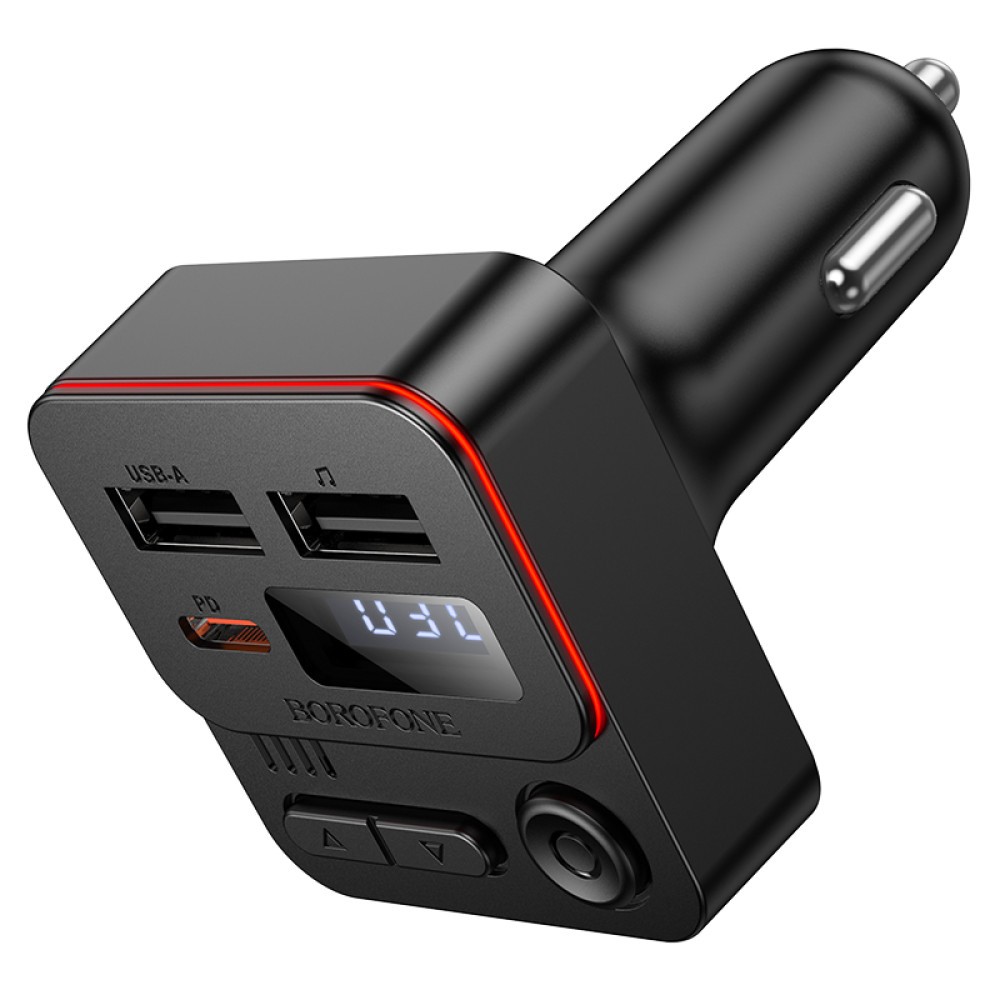 FM Модулятор/Авто адаптер Borofone BC60 Hero 35W 1A1C (Чорний)-2