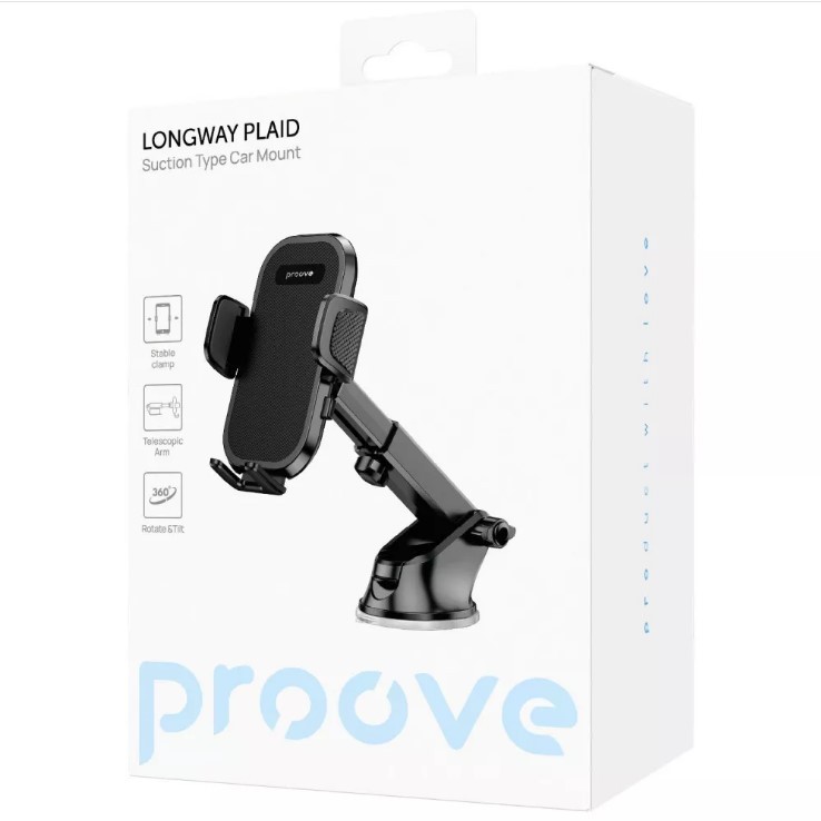 Автомобільний тримач Proove Longway Plaid Suction Type Car Mount (black)-0
