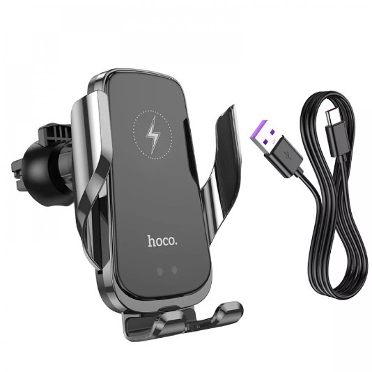 Автомобільний тримач із бездротовою зарядкою Hoco CA202 Plus Black-4