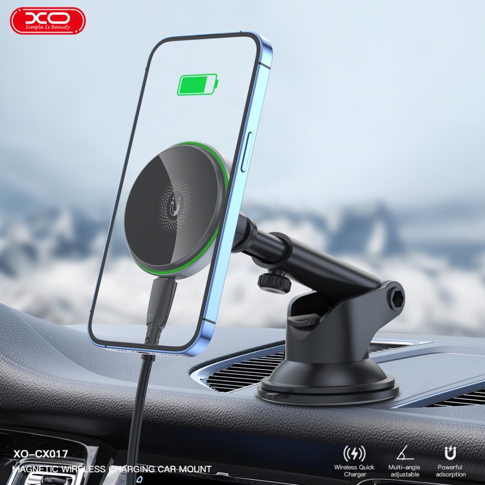 Holder XO CX017 metal 15W з бездротовою зарядкою (Чорний)-5