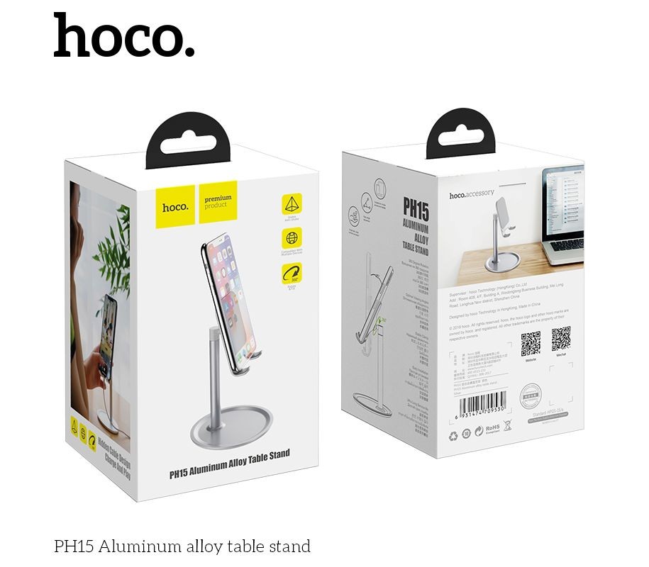 Настільна підставка Hoco PH15 Aluminum alloy table stand чорна-1