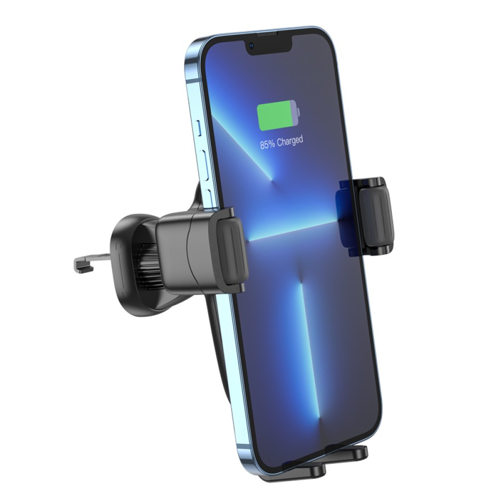 Holder Hoco HW1 Pro з бездротовою швидкою зарядкою 5W,7.5W,10W,15W (air outlet) (Чорний)-2