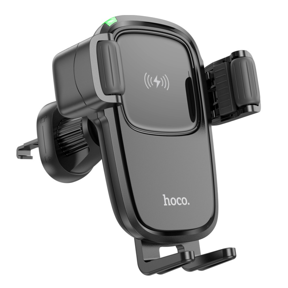 Holder Hoco HW1 Pro з бездротовою швидкою зарядкою 5W,7.5W,10W,15W (air outlet) (Чорний)-1