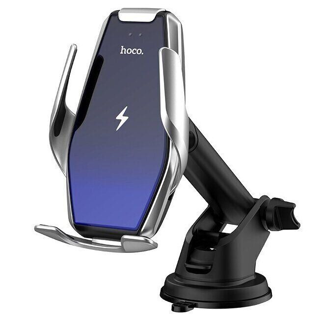 Автотримач для телефону Hoco S14 Surpass automatic induction wireless charging Silver-0