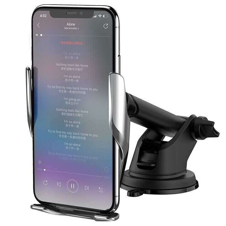 Автотримач для телефону Hoco S14 Surpass automatic induction wireless charging Silver-4