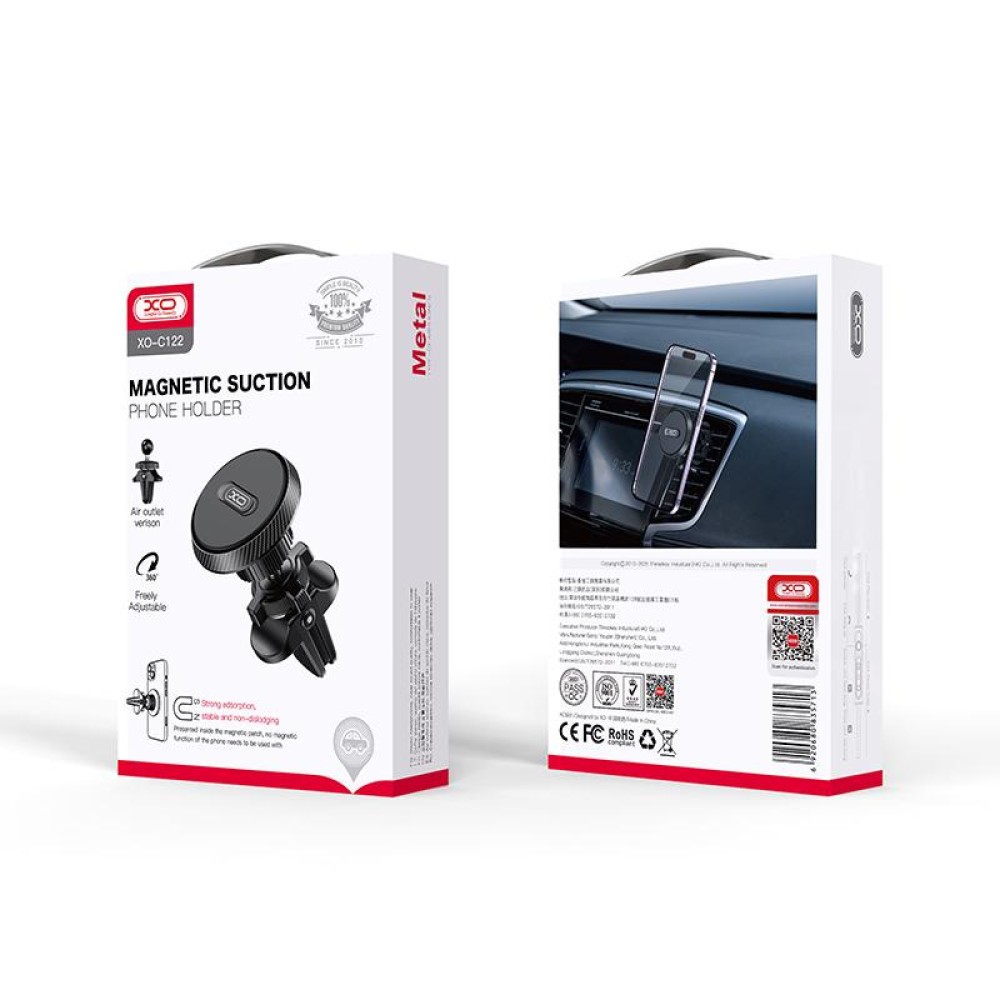 Автотримач XO C122 Round Magnetic Air Outlet holder Black-0
