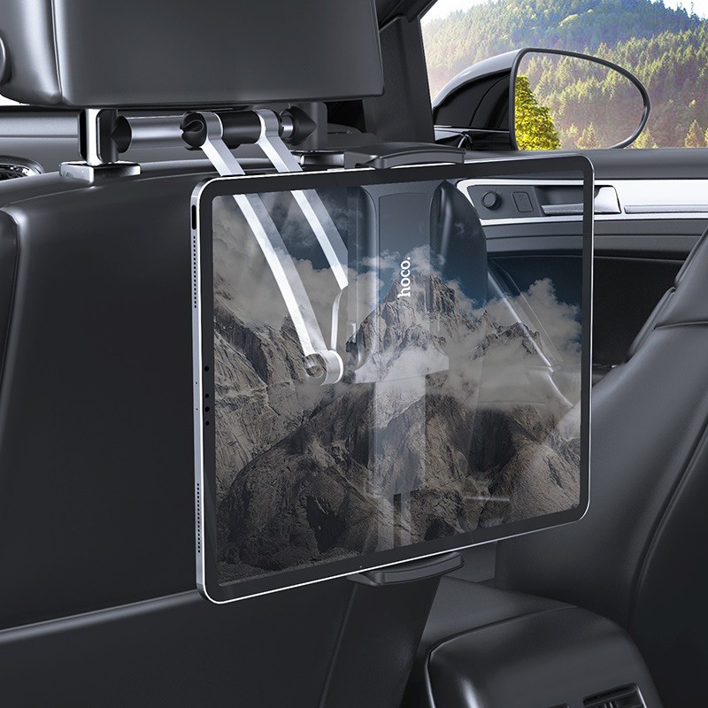 Автохолдер Hoco CA62 Handsome aluminum rear pillow in-car holder Silver-Black-3
