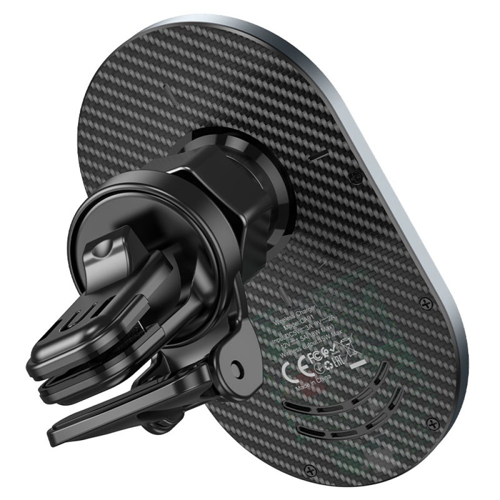 Holder Hoco CA91 Magic з бездротовою зарядкою 15W (Сірий)-3