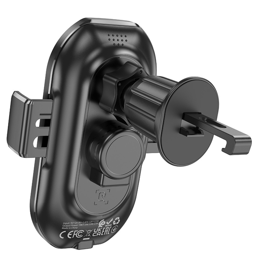 Holder Borofone BH205 Rusher infrared wireless fast charging car holder air outlet (Чорний)-3