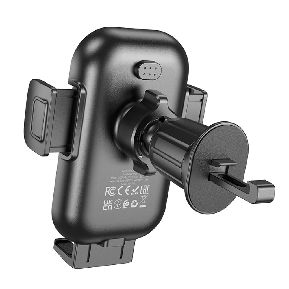 Holder Borofone BH204 Blue Charm wireless fast charging car holder air outlet (Чорний)-4