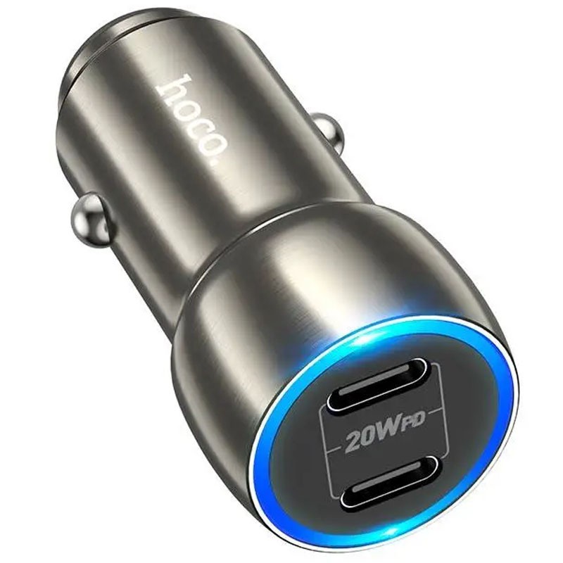 Автомобільний зарядний пристрій HOCO Z48 Tough 40W dual port (Type-C to Type-C)  (Metal gray)-3