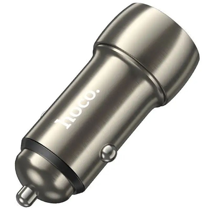 Автомобільний зарядний пристрій HOCO Z48 Tough 40W dual port (Type-C to Lightning)  (Metal gray)-2
