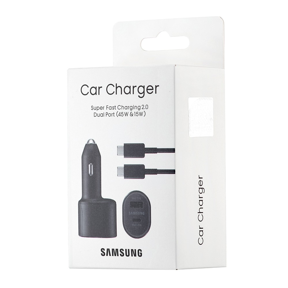 АЗП Samsung Dual Port Car Charger USB + Type-C Port 45W High Copy White-1