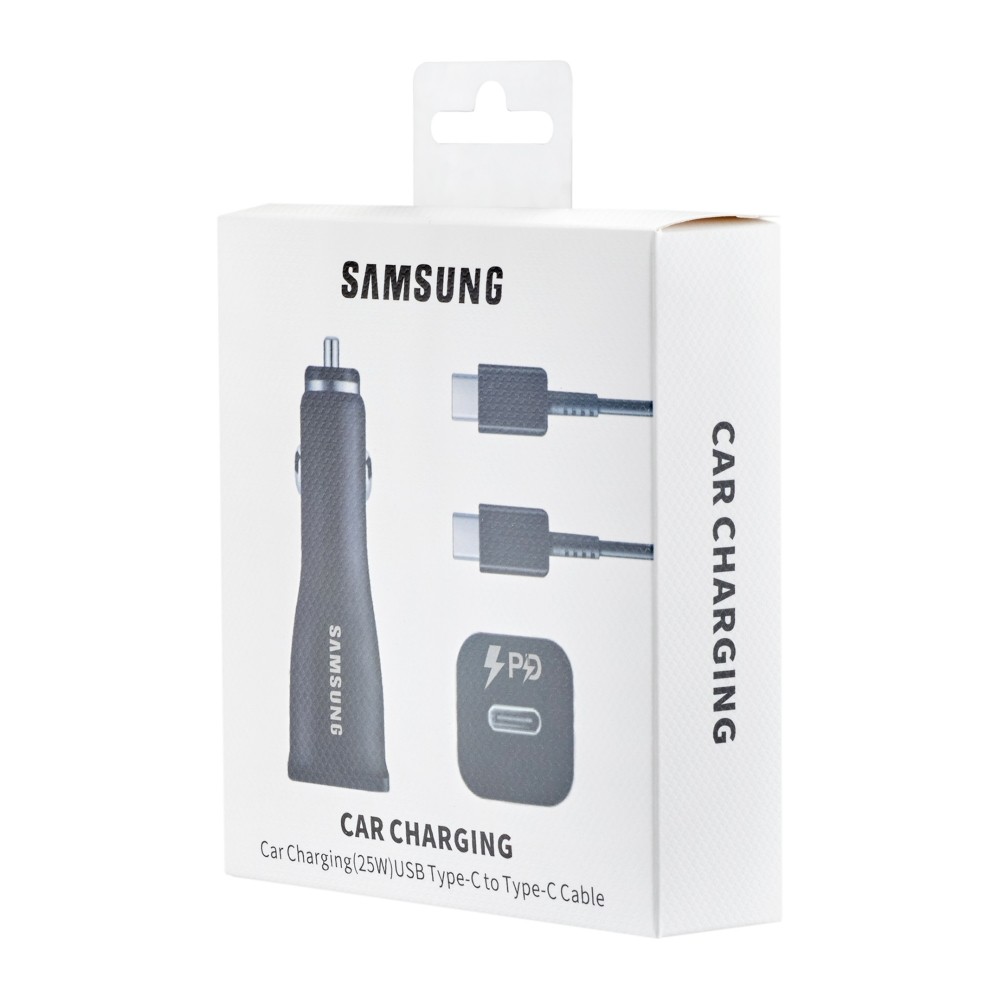 АЗП Samsung Single Port Car Charger Type-C Port 25W With Cabble Type-C to Type-C High Copy Black-1