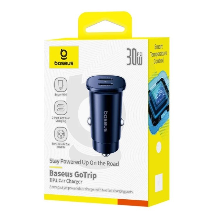 Автомобільний ЗП Baseus GoTrip DP1 Car Charger C+C 30W чорний-0