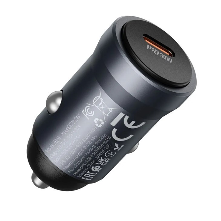 АЗП HOCO Z62A Energy single port PD30W car charger metal gray-2