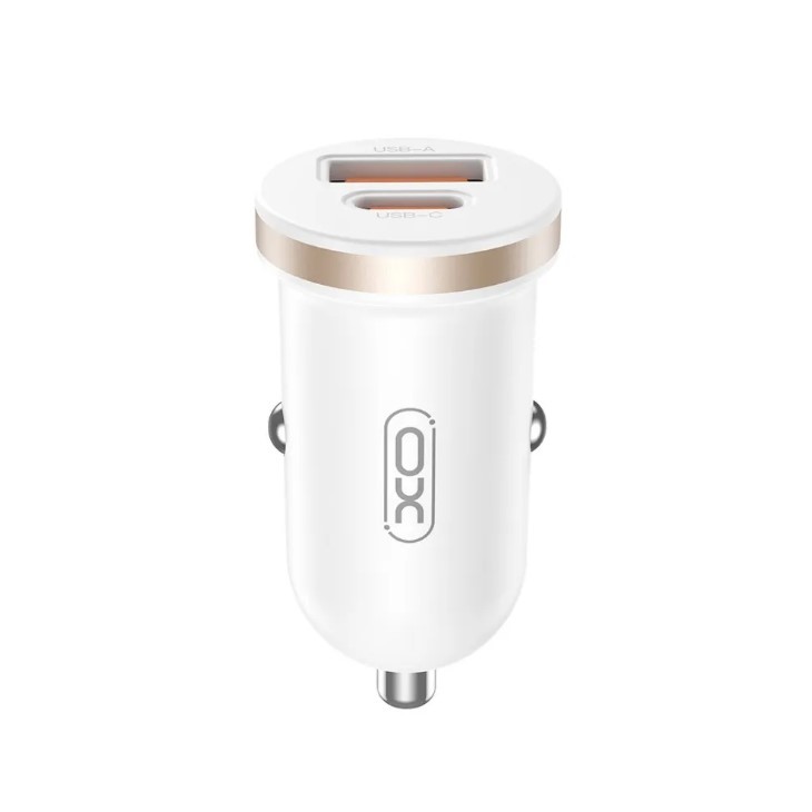 АЗП XO CC56 mini car charger USB-A/TYPE-C single port 30W Білий-2
