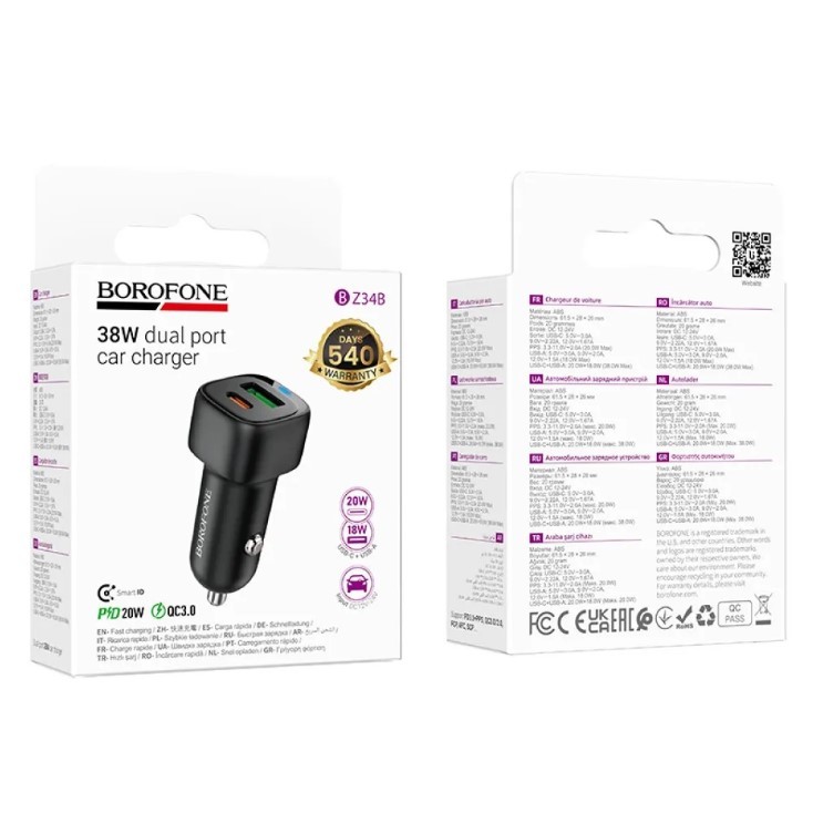 АЗП BOROFONE BZ34B Cloud PD38W (1C1A) чорний-0