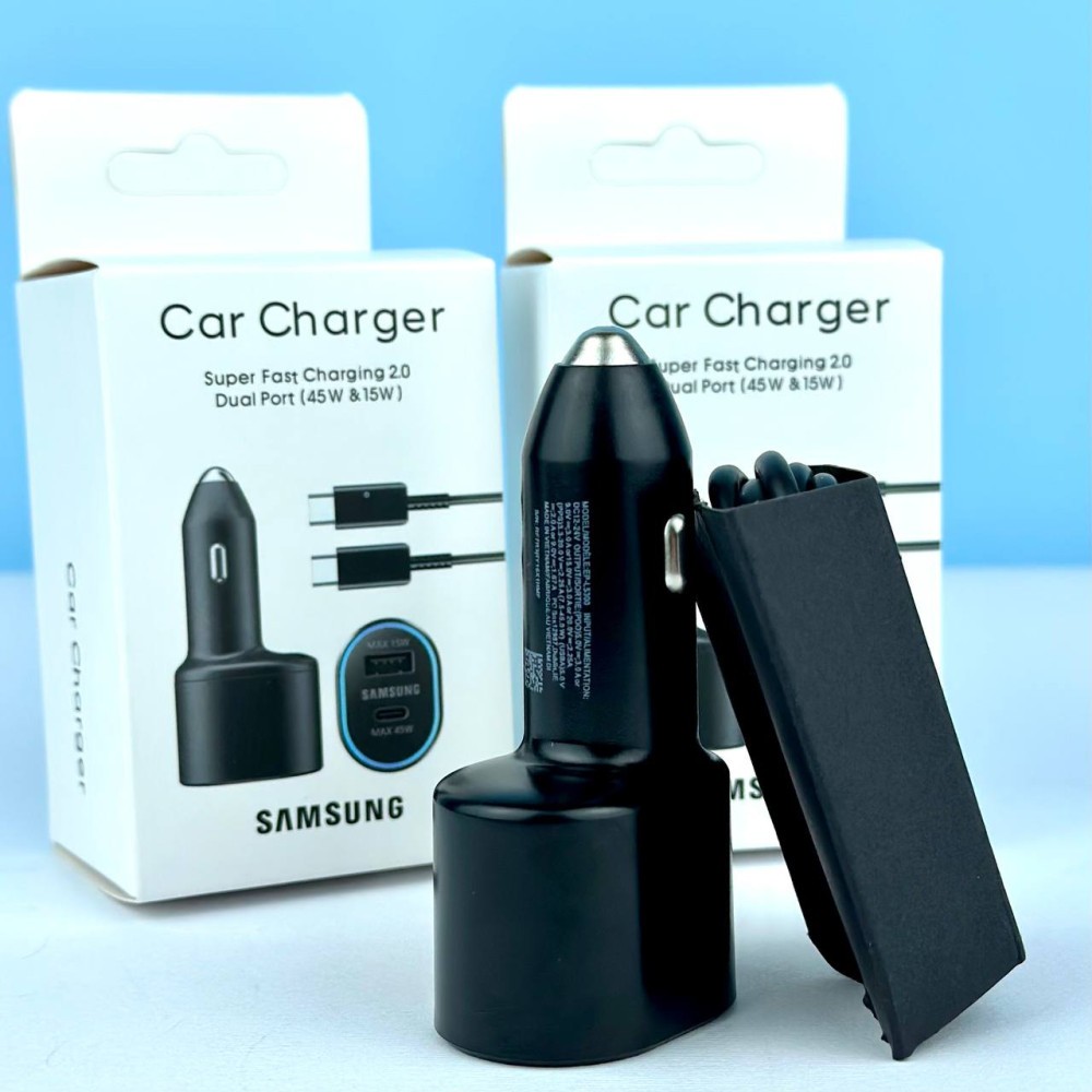 Автомобільний ЗП Samsung  Dual Port 45W&15W & data cabel Type -C to Type- C Чорний-0