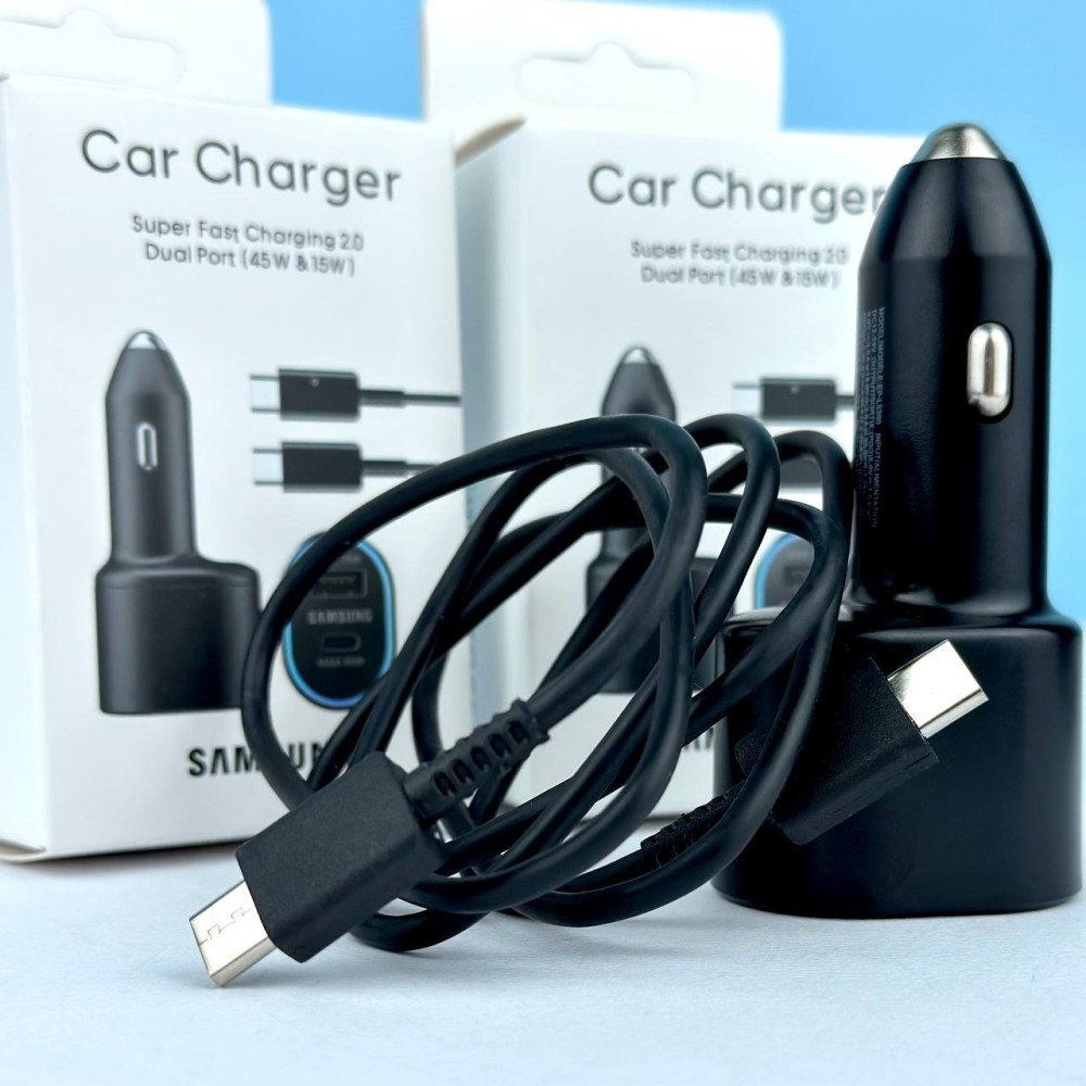 Автомобільний ЗП Samsung  Dual Port 45W&15W & data cabel Type -C to Type- C Чорний-5