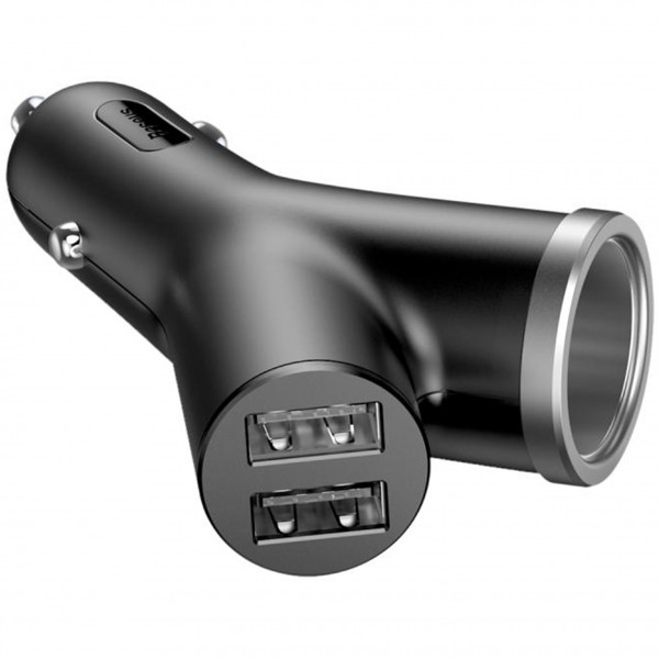 АЗУ BASEUS Y-type Dual USB + Cigarete Lighter 2USB/3.4A Black-0