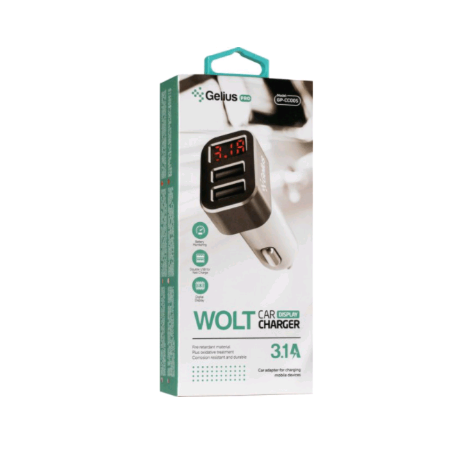 АЗУ Gelius Pro Wolt LCD GP-CC005 2USB 3.1A Black-0