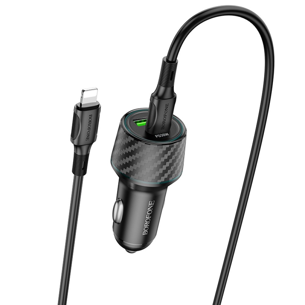 Автомобільний ЗП Borofone BZ21 Brilliant Type-C to Lightning 48W dual port PD30W+QC3.0 (Чорний)-2