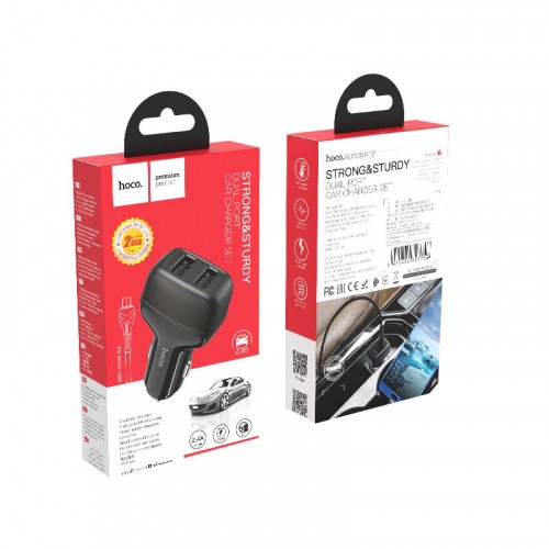 АЗП HOCO Z36 Leader 2USB/2,4A Black-0