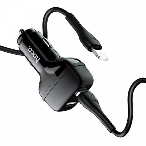 АЗП HOCO Z36 Leader 2USB/2,4A + Cable Lightning Black-1