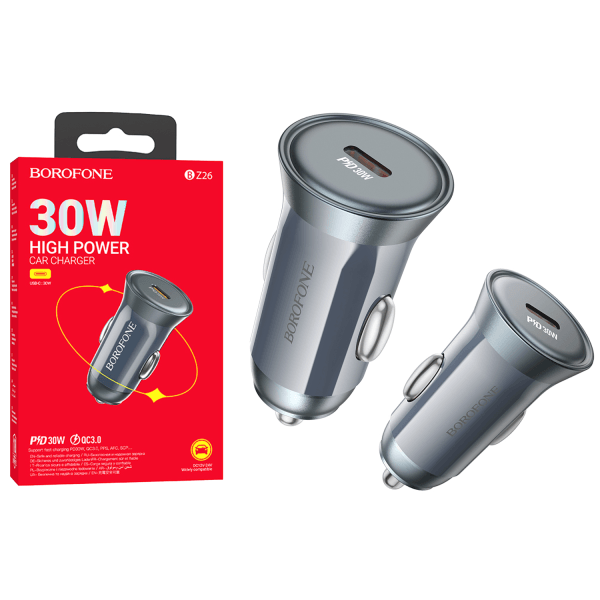 АЗП BOROFONE BZ26 PD30W  (Сірий)-0