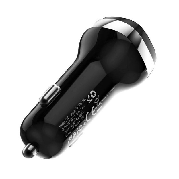 Автомобільний зарядний пристрій HOCO Z40 Superior 2USB/2,4A  Чорний-2